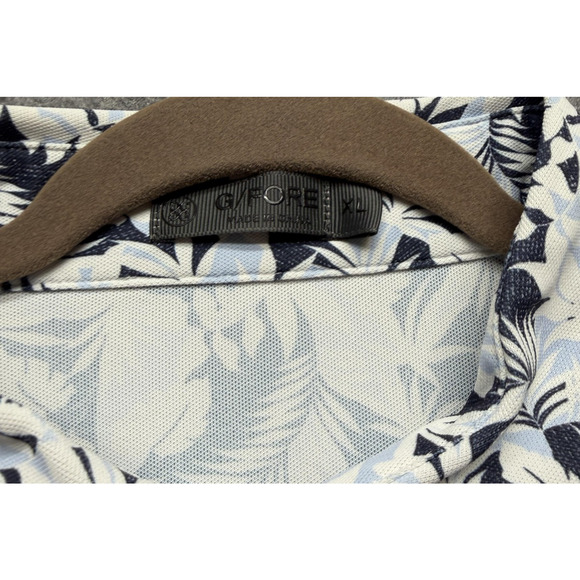 GFORE Polo Shirt Mens XL Blue White Palm Leaf Golf Performance Lightweight Print - Picture 9 of 11